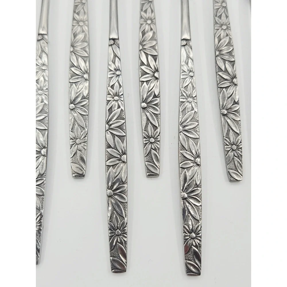Vintage Northland Oneida OHS100 Daisy Appetizer Fork Lot of 10 Japan Stainless